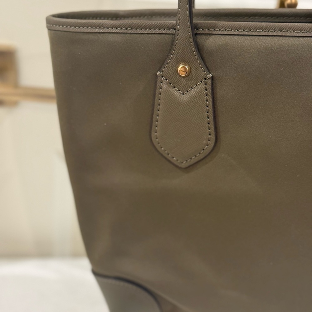 NEW Michael Kors Olive Nylon Eva Tote with Leather Trim ~ 14” L x 4.5” W x 10” H - Picture 9 of 11